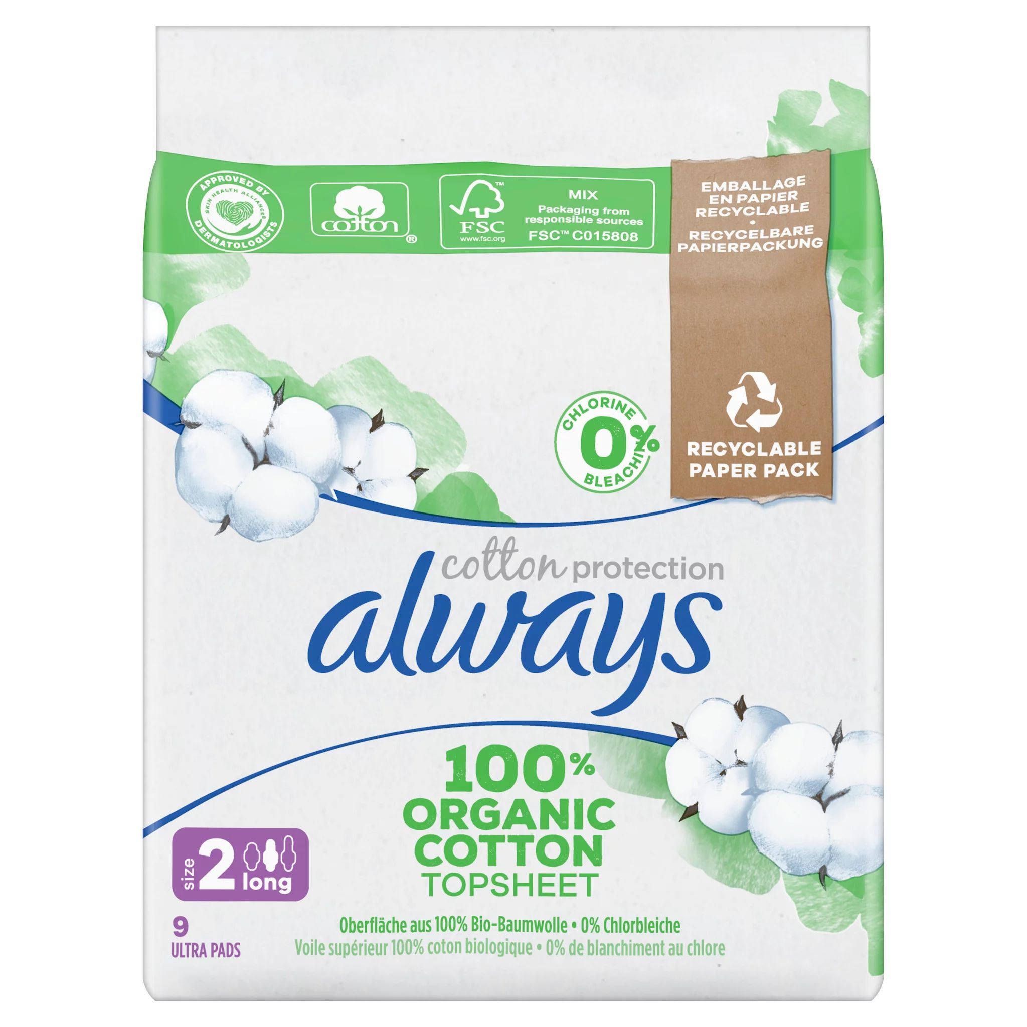 always Ultra Binde Cotton Protection Long mit Flügeln MP 9 - Magic Paper