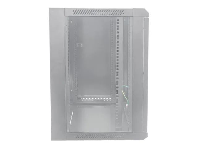 Intellinet Network Cabinet, Wall Mount (Standard), 15U, Usable Depth 260mm/Width 510mm, Grey, Flatpack, Max 60kg, Metal & Glass Door, Back Panel, Removeable Sides, Suitable also for use on desk or floor, 19",Parts for wall install (eg screws/rawl plu