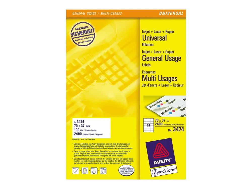 Avery Zweckform Avery - Mehrzwecketiketten - 2400 Etikett(en) - 70 x 37 mm