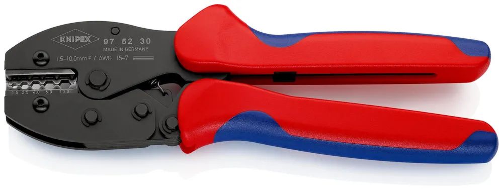 KNIPEX PreciForce® Crimpzange mit Mehrkomponenten-Hüllen brüniert 220 mm