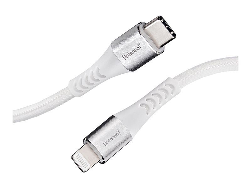 Intenso C315L - Lightning-Kabel - 24 pin USB-C männlich zu Lightning männlich - 1.5 m - MFI-zertifiziert - weiß - unterstützt Power Delivery 3.0, geflochtenes Kabel, USB-Stromversorgung (27 W)