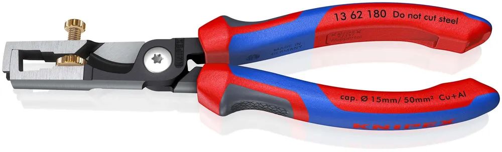 KNIPEX StriX® Abisolierzangen mit Kabelschere mit Comfort-Griffen schwarz atramentiert 180 mm