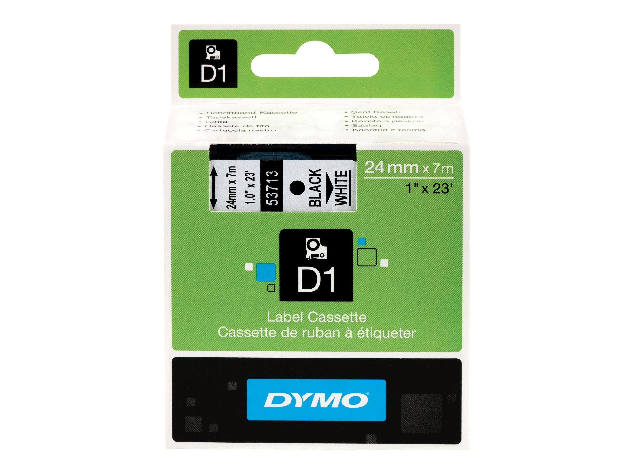 Dymo D1 - Glänzend - Schwarz auf Weiß - Rolle (2,4 cm x 7 m)