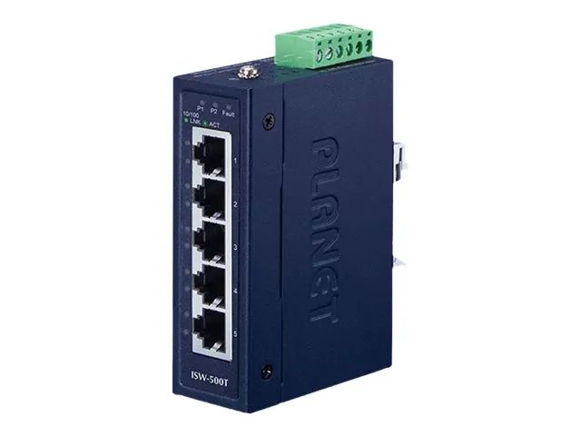 Planet ISW-500T - Switch - 5 x 10/100 - an DIN-Schiene montierbar, wandmontierbar