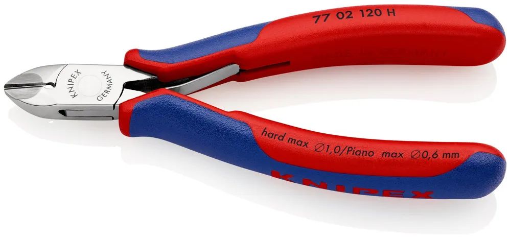 KNIPEX Elektronik-Seitenschneider mit eingesetzter Hartmetallschneide mit Mehrkomponenten-Hüllen 120 mm