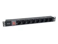 Equip 8-Fach Deutsche Steckdosenleiste - 1U - Horizontal - Kunststoff - Schwarz - Schwarz - 8 AC-Ausgänge