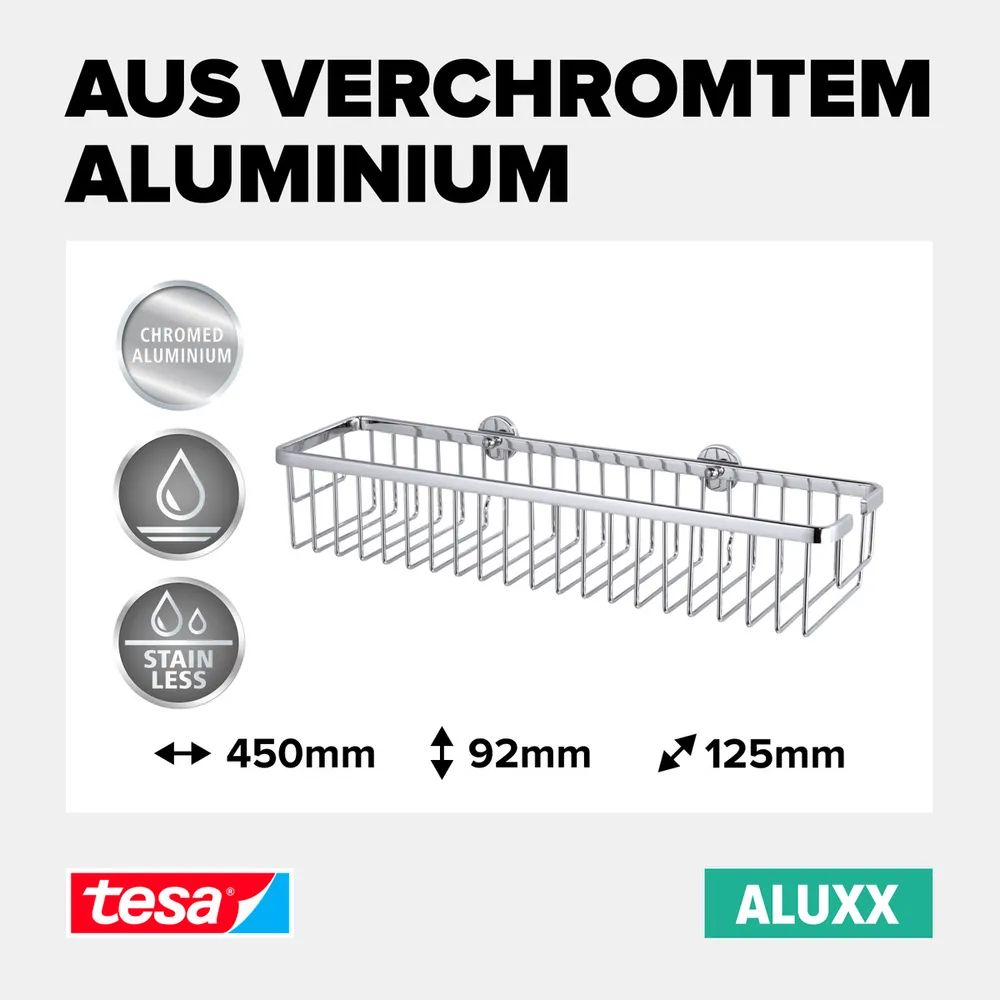 tesa® ALUXX Duschkorb, verchromt, Badaccessoire