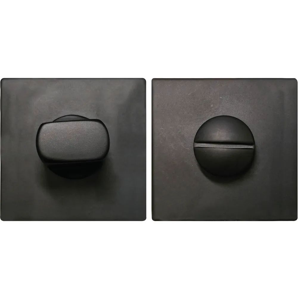 SOLIDO WC-Rosette flach eckig, Edelstahl schwarz matt