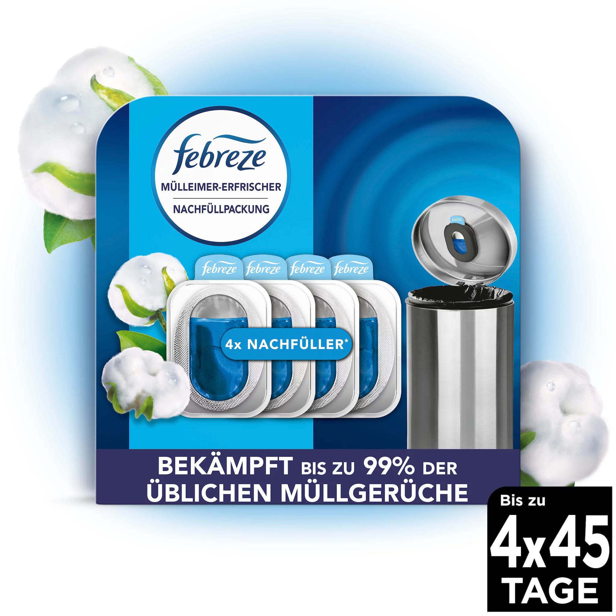 Febreze Mülleimererfrischer Nachfüller 4er Reine Frische = 19,52ml