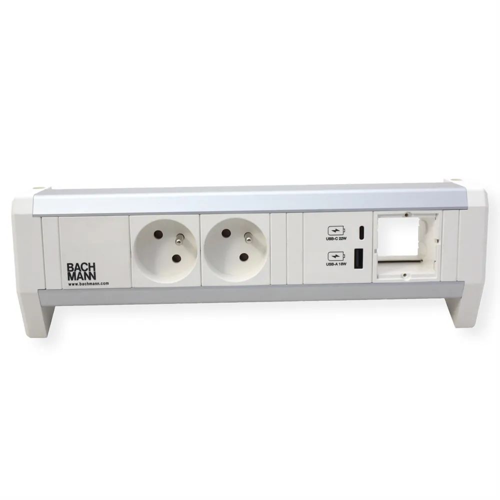 BACHMANN DESK 2xUTE 1xUSB A/C 22W 1xCM GST18 RAL9010