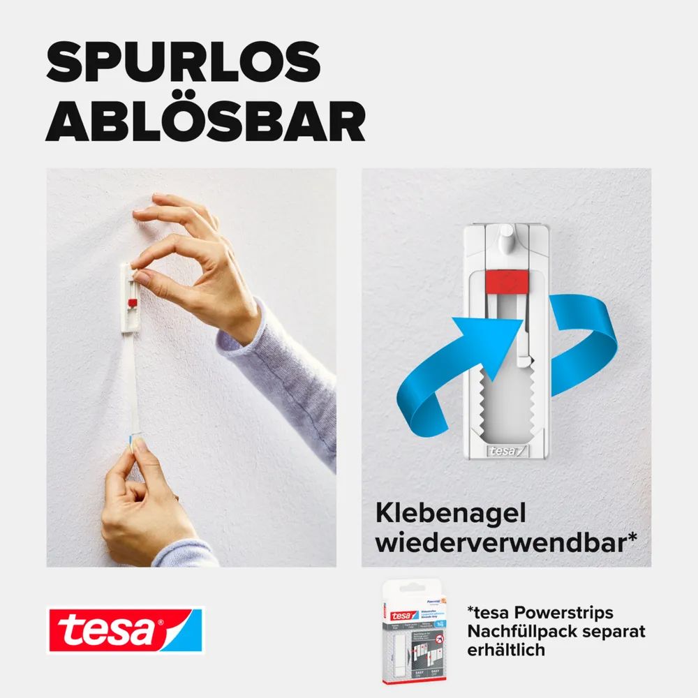 tesa® Klebenagel Tapeten & Putz 1 kg, verstellbar, Blister