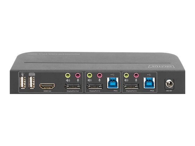 DIGITUS KVM-Switch, 2-Port, 4K60Hz, 2 x DP in, 1 x DP/HDMI out
