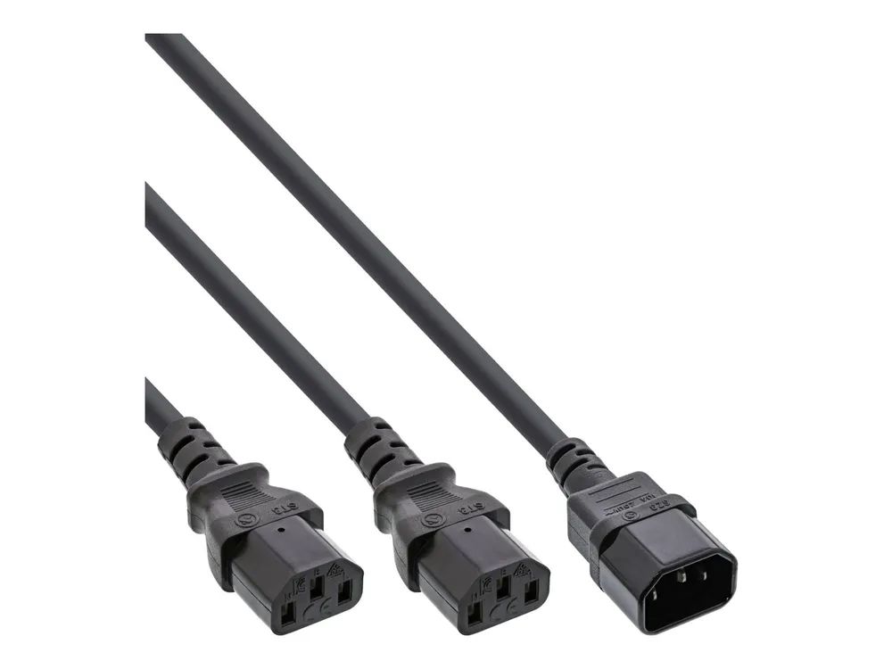 InLine Netz-Y-Kabel - Kaltgeräte - 1x IEC-C14 auf 2x IEC-C13 - 1,8m