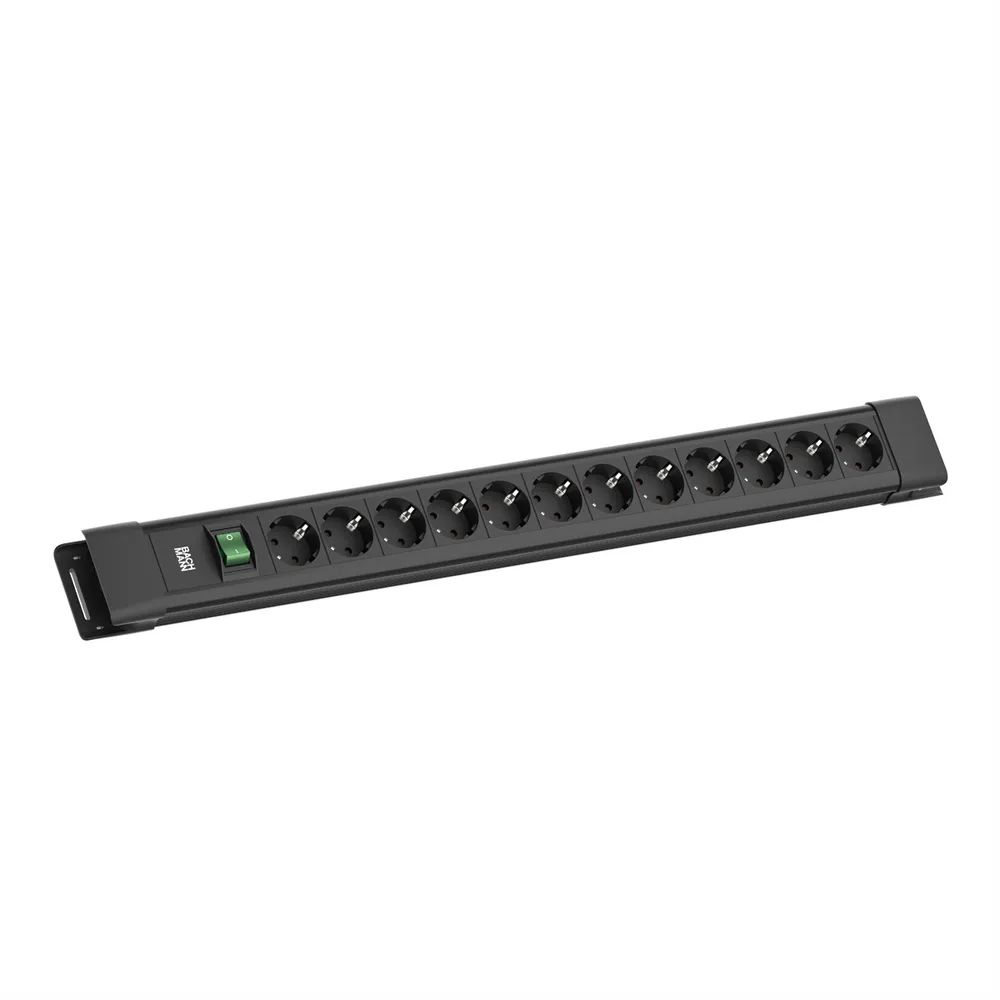 BACHMANN CONNECTUS 12xCEE7/3, 1xSchalter 2,0m CEE7/7 Schwarz