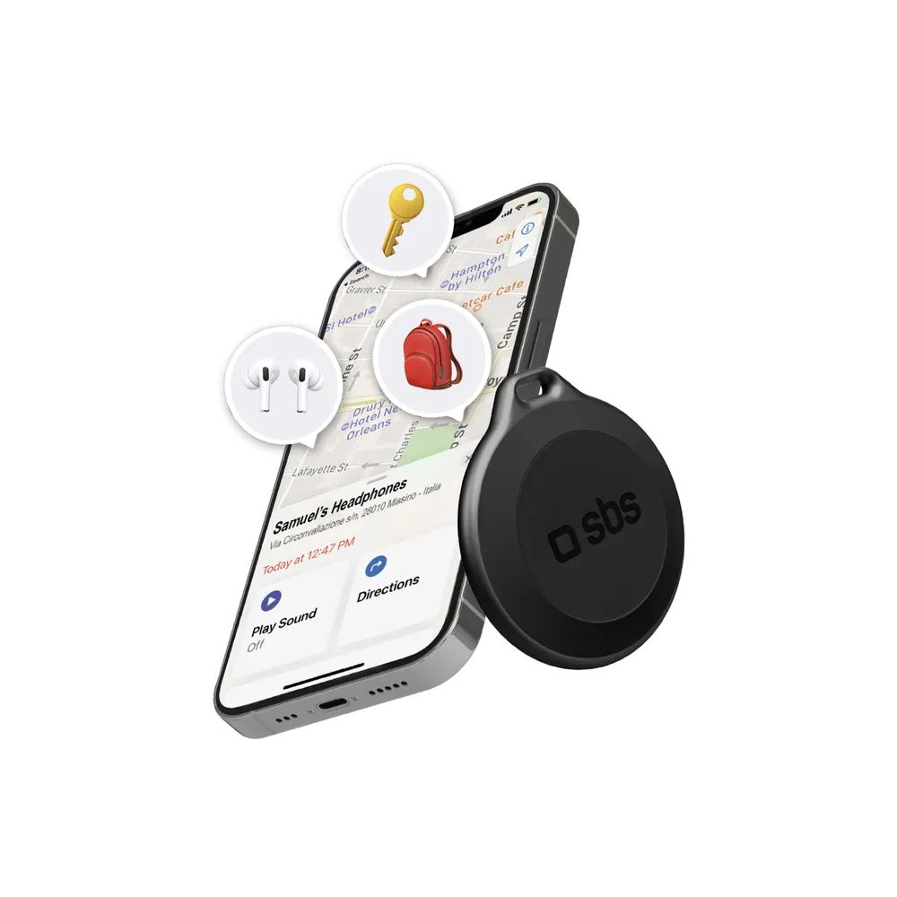 SBS TRACK MY CIRCLE Tracker, kompatibel mit Apple "Wo ist?", schwarz