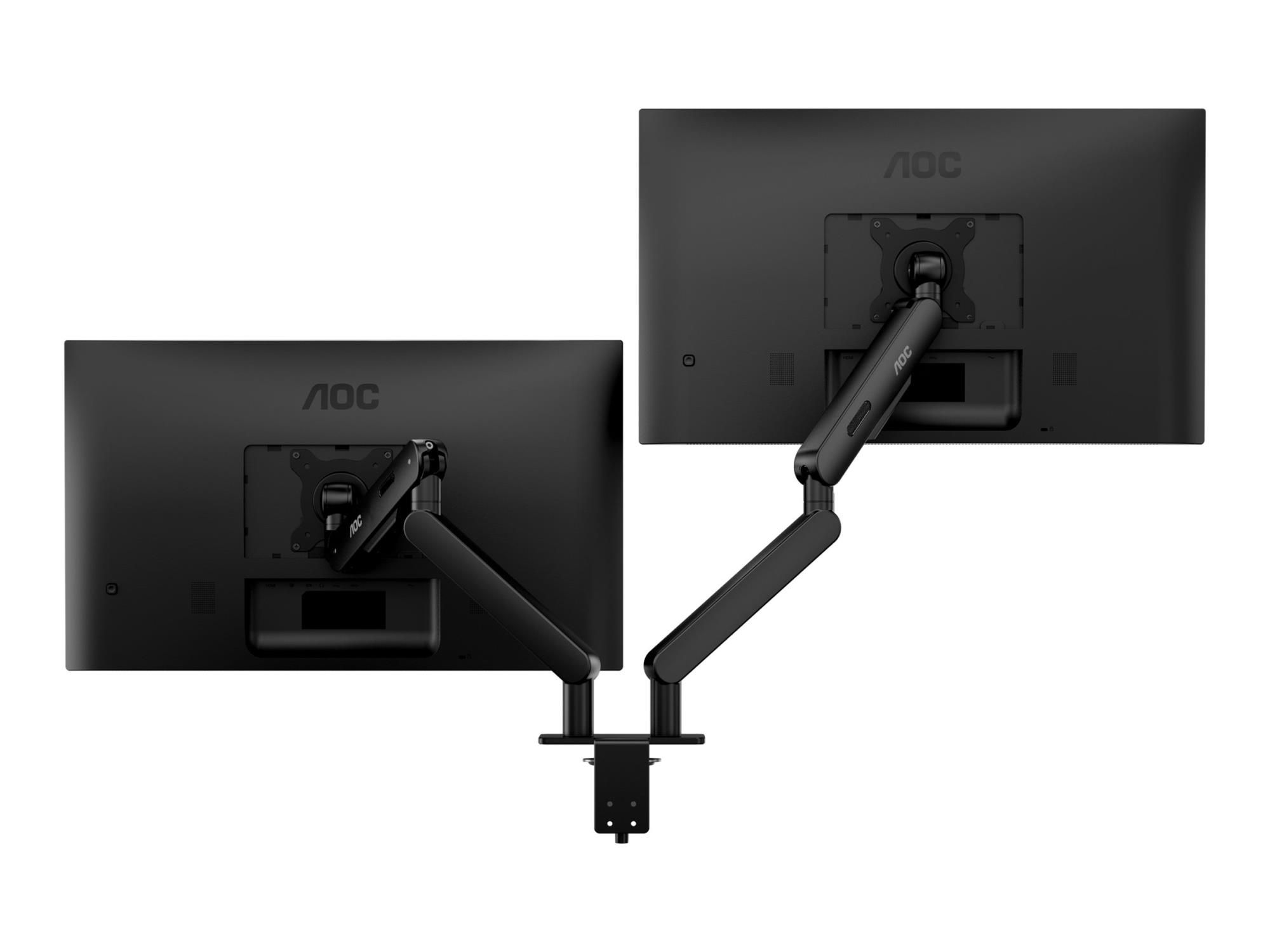 AOC AM420B - Befestigungskit (Klammer, Tischplattenbohrung, Monitorarm, Gasfeder) - für 2 LCD-/Plasma-Konsolen - einfach und elegant - Aluminiumlegierung - Schwarz - Bildschirmgröße: 43.18-86.36 cm (17"-34")