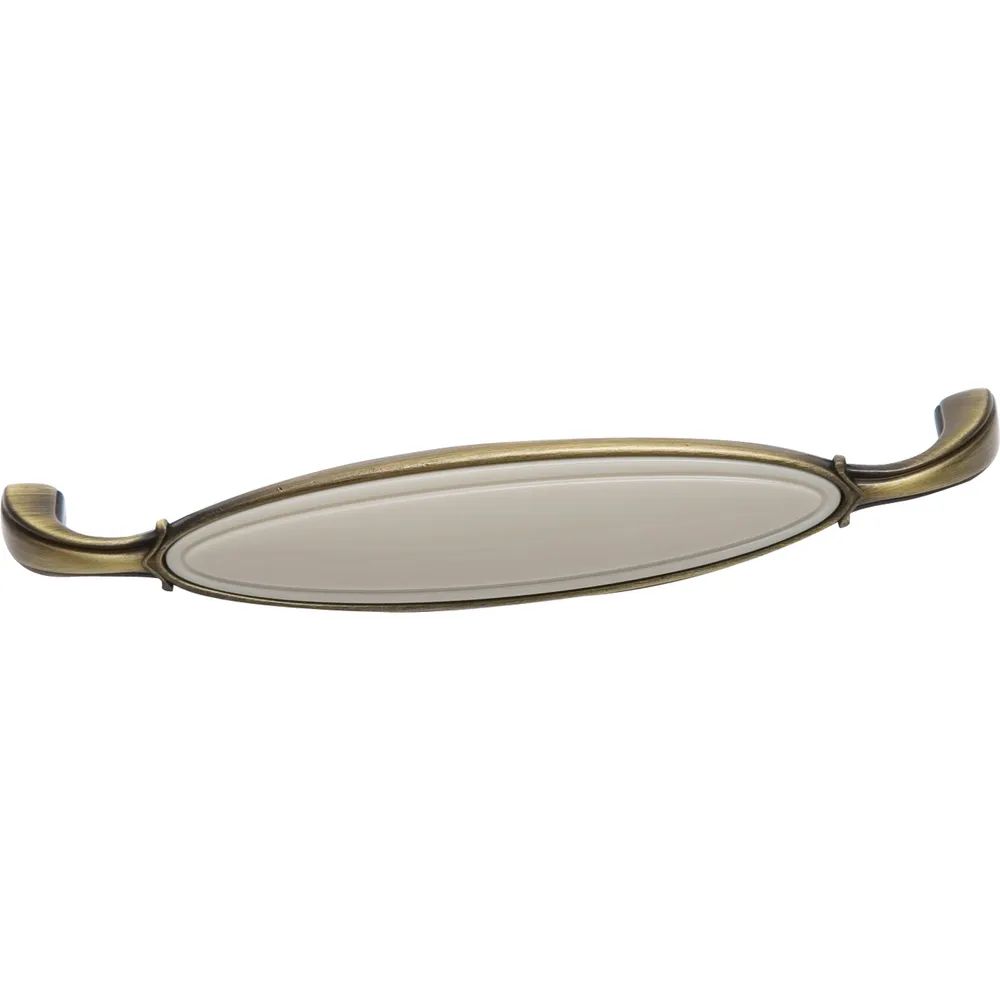Siro Griff Anaheim LA 128 mm,ZN/Kunststoff altmessing brüniert/beige