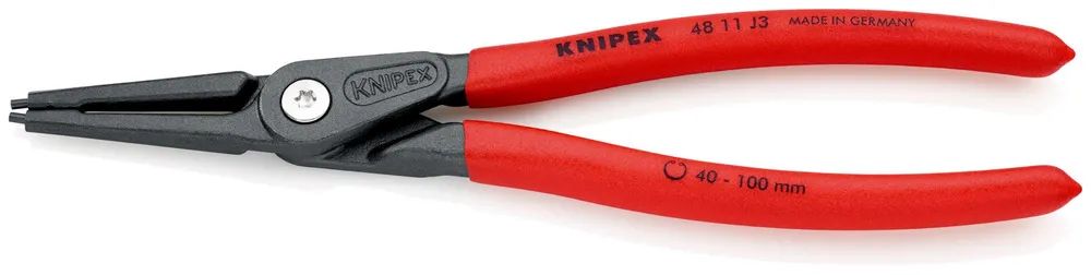 KNIPEX Präzisions-Sicherungsringzange für Innenringe in Bohrungen mit rutschhemmendem Kunststoff überzogen grau atramentiert 225 mm