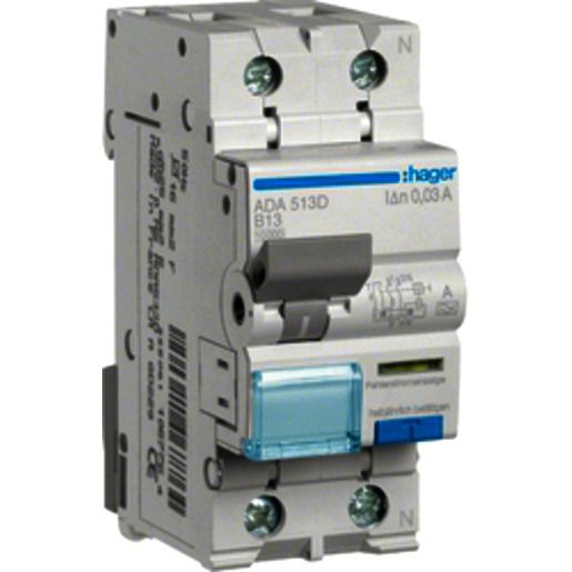 Hager FI-LS 1P+N 10KA B-13A 30MA A / HAGER ADA513D