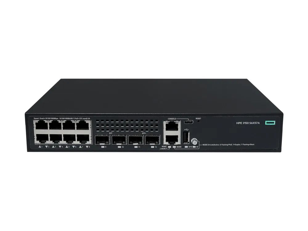 HPE Networking Comware 2150 8p 10M/100M/1G PoE+ 2p SFP 1G 2p SFP+ 1G/10G 125W - Switch - L3 - managed - 8 x 10/100/1000Base-T (PoE+)