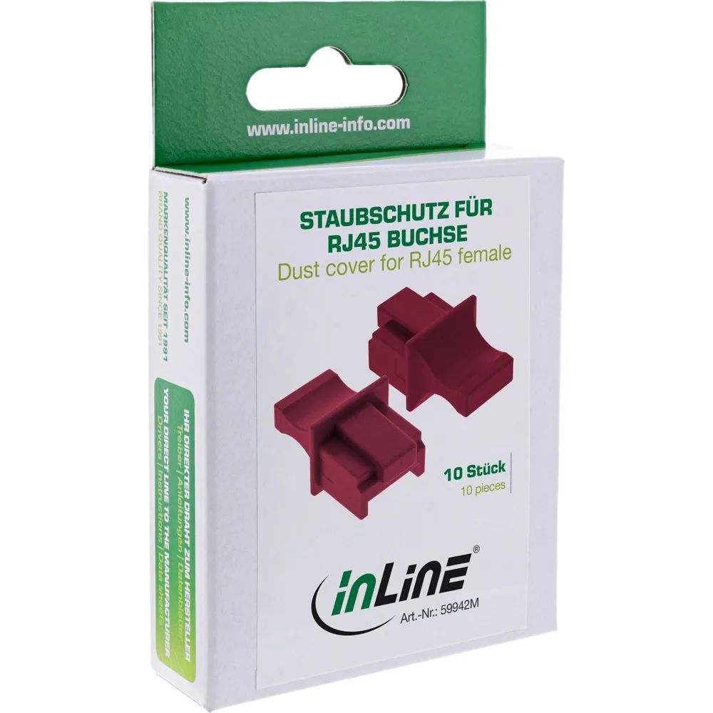 InLine Staubschutzkappen für RJ45 Buchsen - dunkelrot - 10 Stück