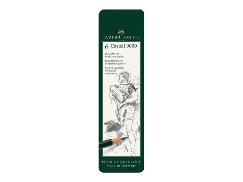 FABER-CASTELL CASTELL 9000 - Bleistift - Grafit - 2B, 4B, 6B, 8B, B, HB (Packung mit 6)