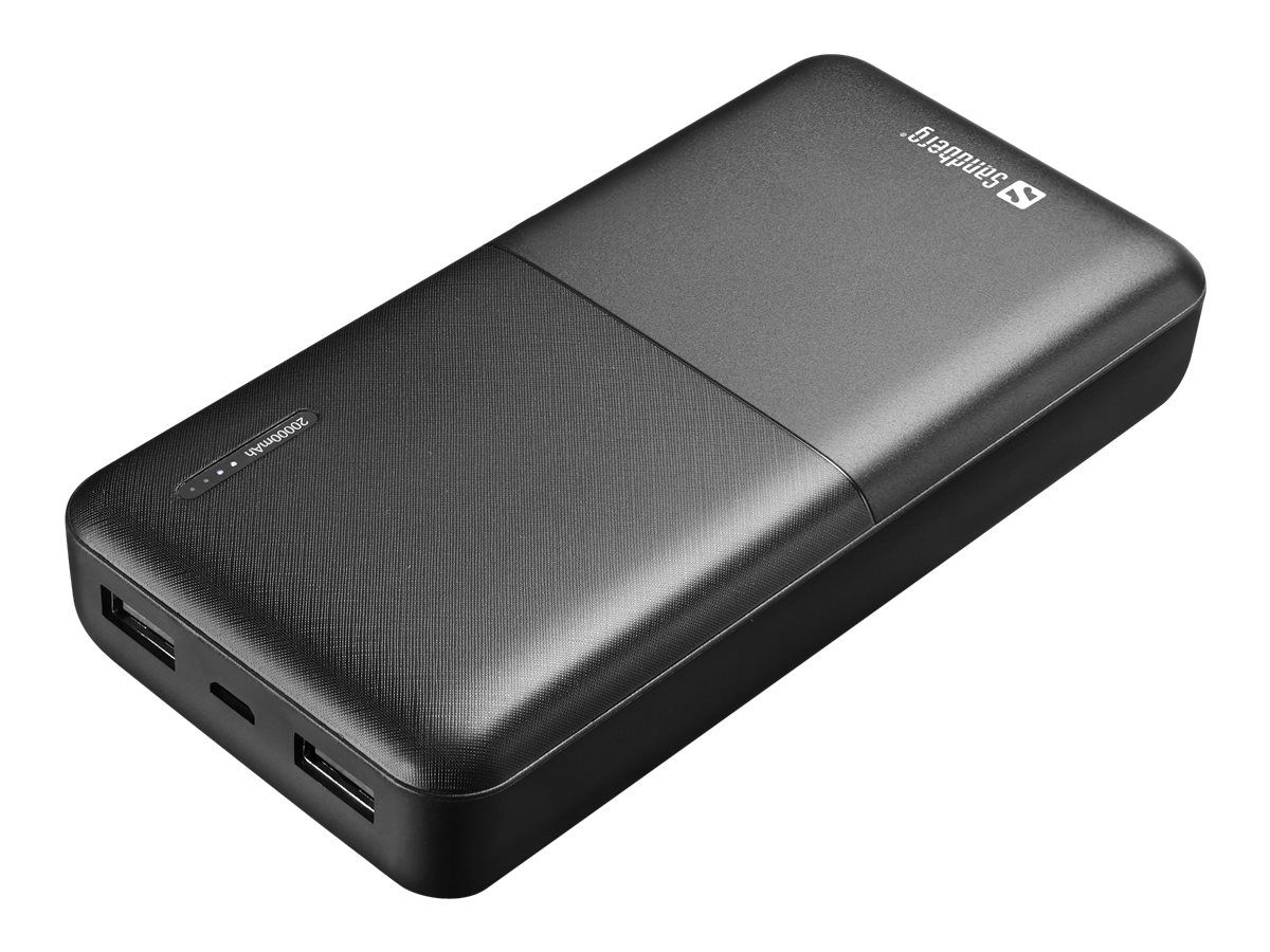SANDBERG SAVER - Powerbank - 20000 mAh - 2.4 A - 2 Ausgabeanschlussstellen (USB)