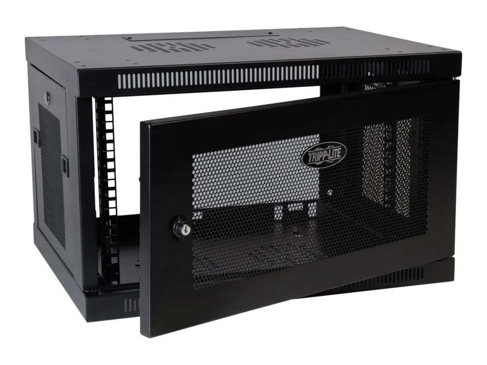 Tripp Eaton Tripp Lite Series SmartRack 6U Low-Profile Switch-Depth Wall-Mount Rack Enclosure Cabinet - Schrank Netzwerkschrank - geeignet für Wandmontage, Boden montierbar - Schwarz - 6U - 48.3 cm (19")