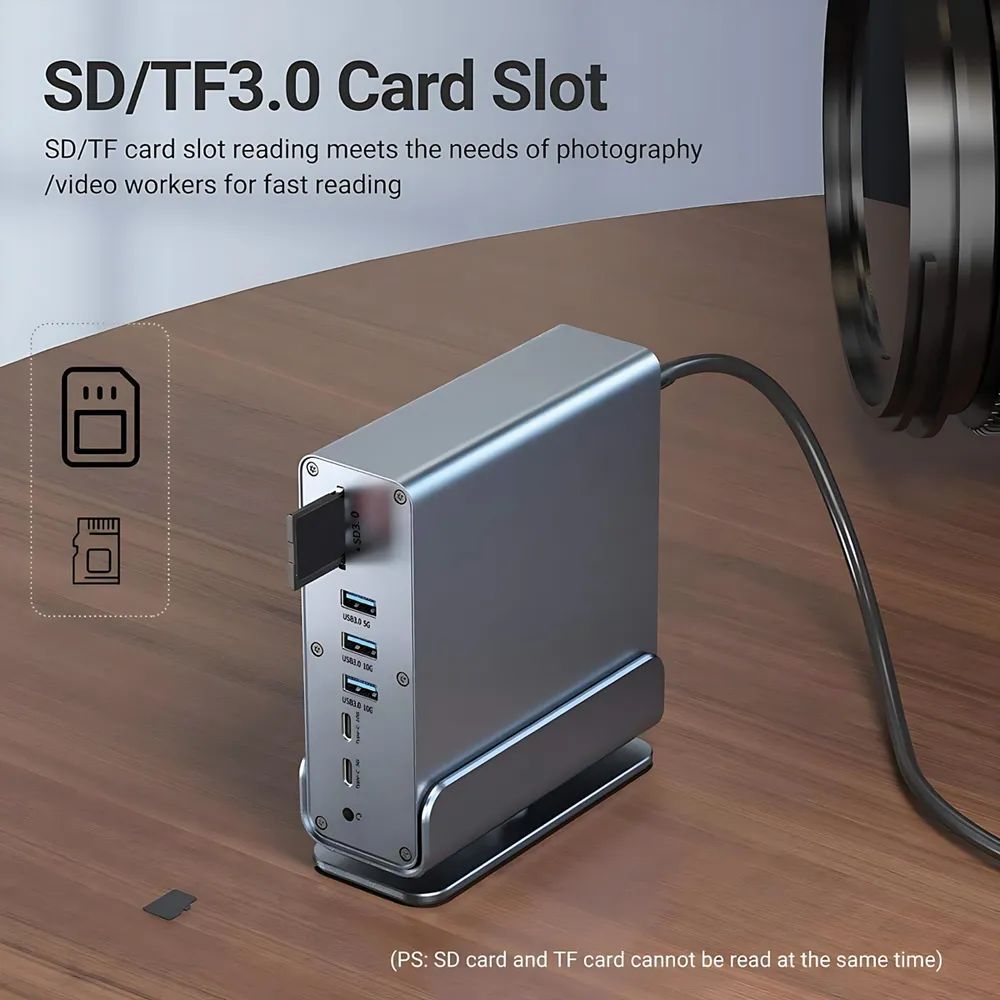 VALUE USB-C Docking Station 16in1, HDMI/DP 4K60, Gigabit Ethernet, USB-A, USB-C, PD, SD/microSD, Audio