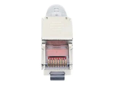 Intellinet Modular Plug Cat6a 10G Shielded Toolless RJ45 Modular Field Termination Plug with Pull-ring Release, For Easy and Quick High-quality Cable Assembly in the Field, STP, for Solid & Stranded Wire, Gold-plated Contacts, Metal Housing - Netzwer
