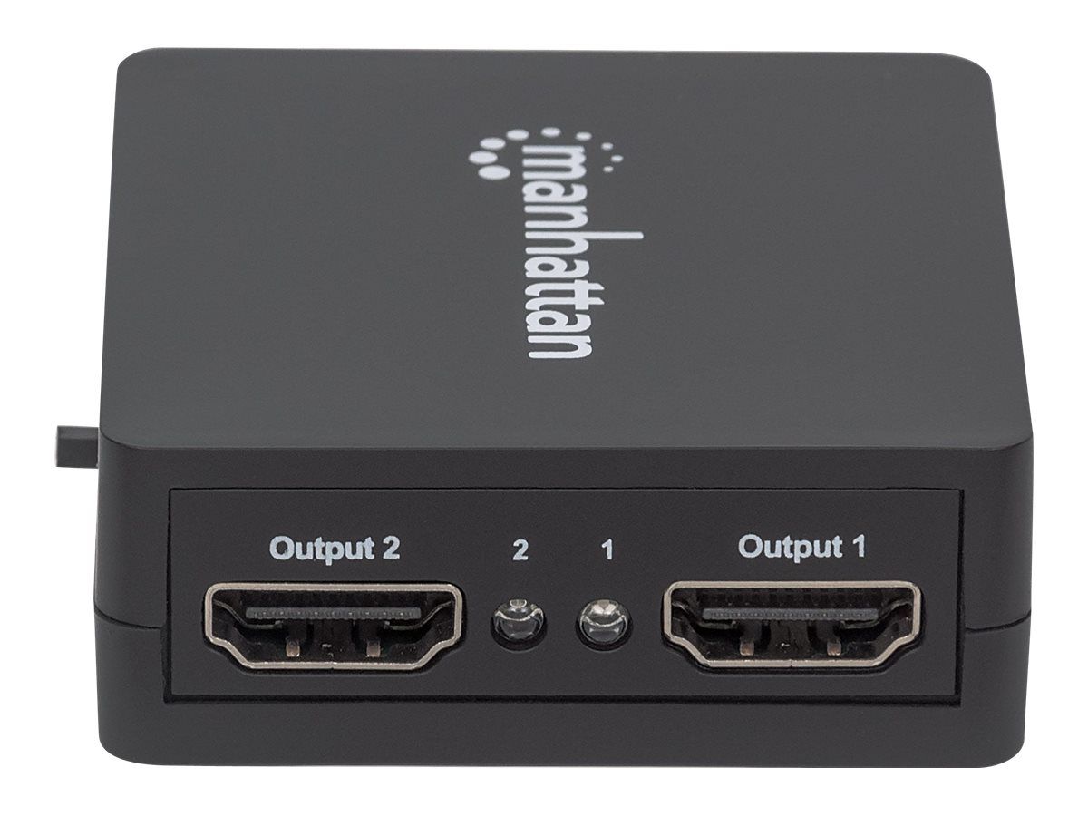 Manhattan HDMI Splitter 2-Port , 1080p, Black, Displays output from x1 HDMI source to x2 HD displays (same output to both displays)