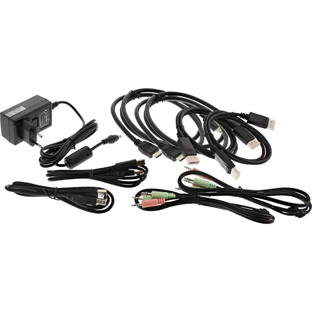 InLine KVM Desktop Switch - 2-fach - Dual Monitor - DP+HDMI - 4K - USB 3.0 - Audio