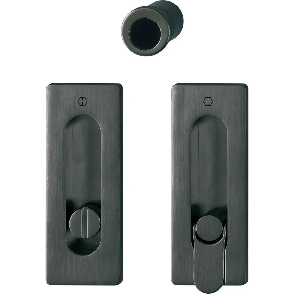 HOPPE Schiebetürmuschel Set M464 - WC, eckige Rosette, Messing schwarz satiniert