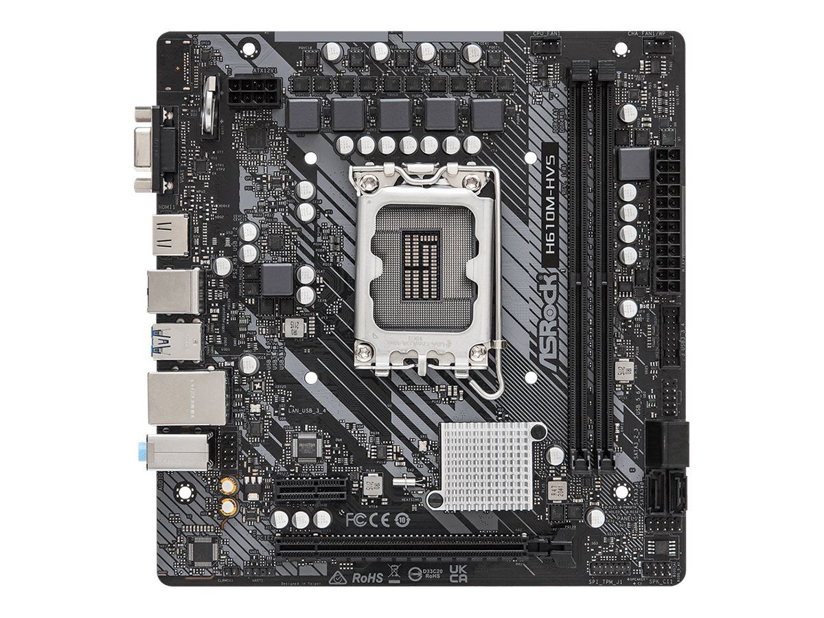 ASRock H610M-HVS - Motherboard - micro ATX - LGA1700-Sockel - H610 Chipsatz - USB 3.2 Gen 1 - Gigabit LAN - Onboard-Grafik (CPU erforderlich)