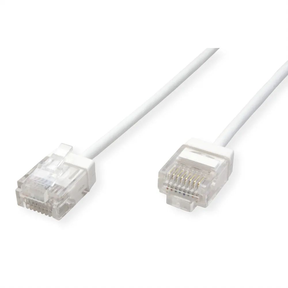 ROLINE UTP DataCenter Patchkabel Cat.6A (Class EA), LSOH, slim, extra kurzer Stecker, weiß, 3 m