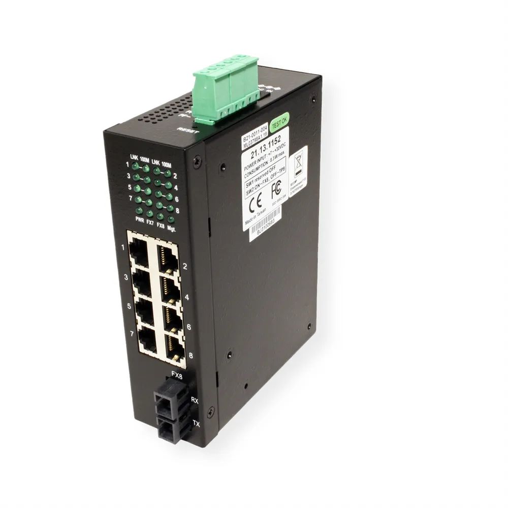 ROLINE Industrie Switch 7x RJ-45, 1x SC, unmanaged
