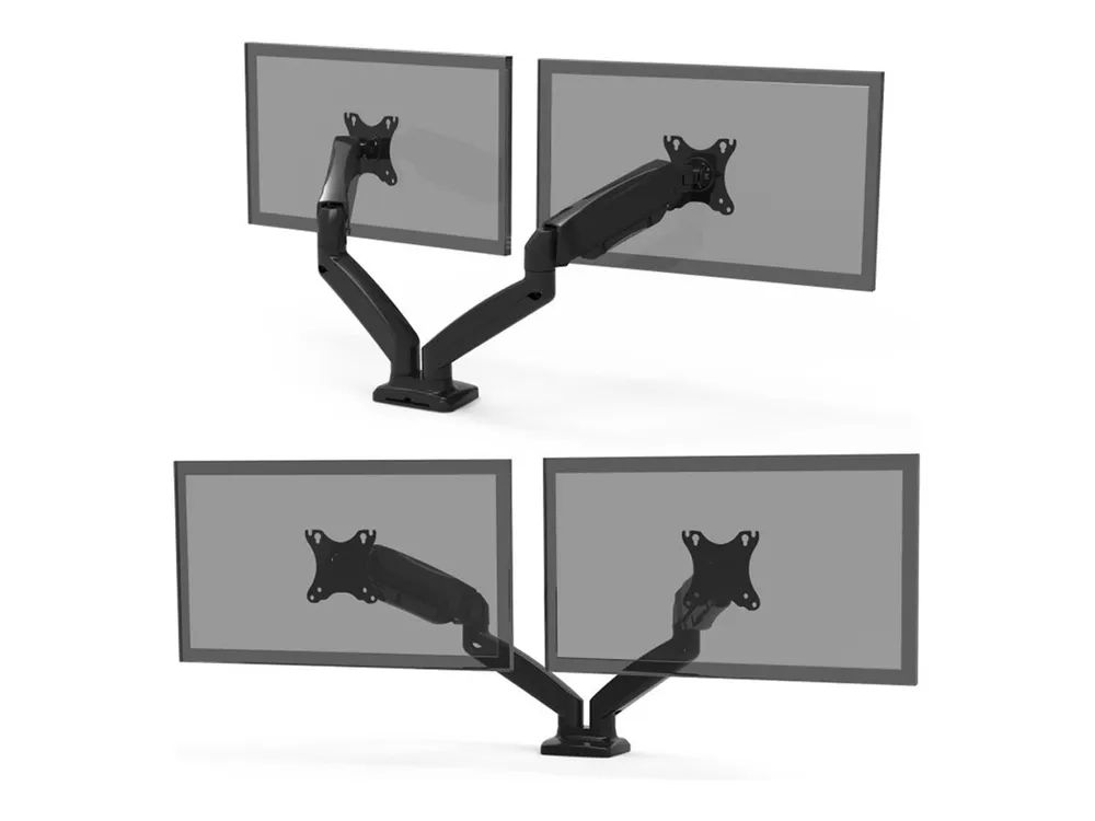 PORT Designs PORT Connect - Befestigungskit - einstellbarer Doppelarm - für 2 Monitore - Kunststoff, Aluminium, Stahl - Bildschirmgröße: bis zu 81,3 cm (bis zu 32 Zoll)