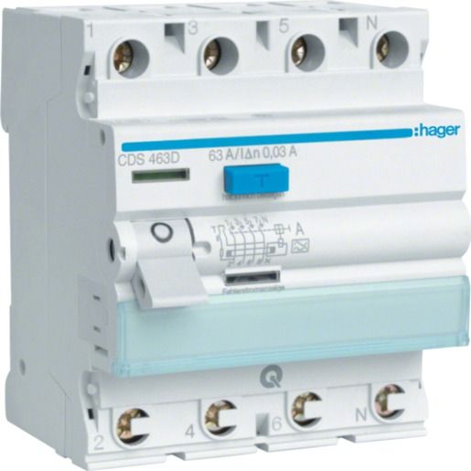 Hager FI-SCHALTER 4P 6KA 63A 30MA TY / HAGER CDS463D