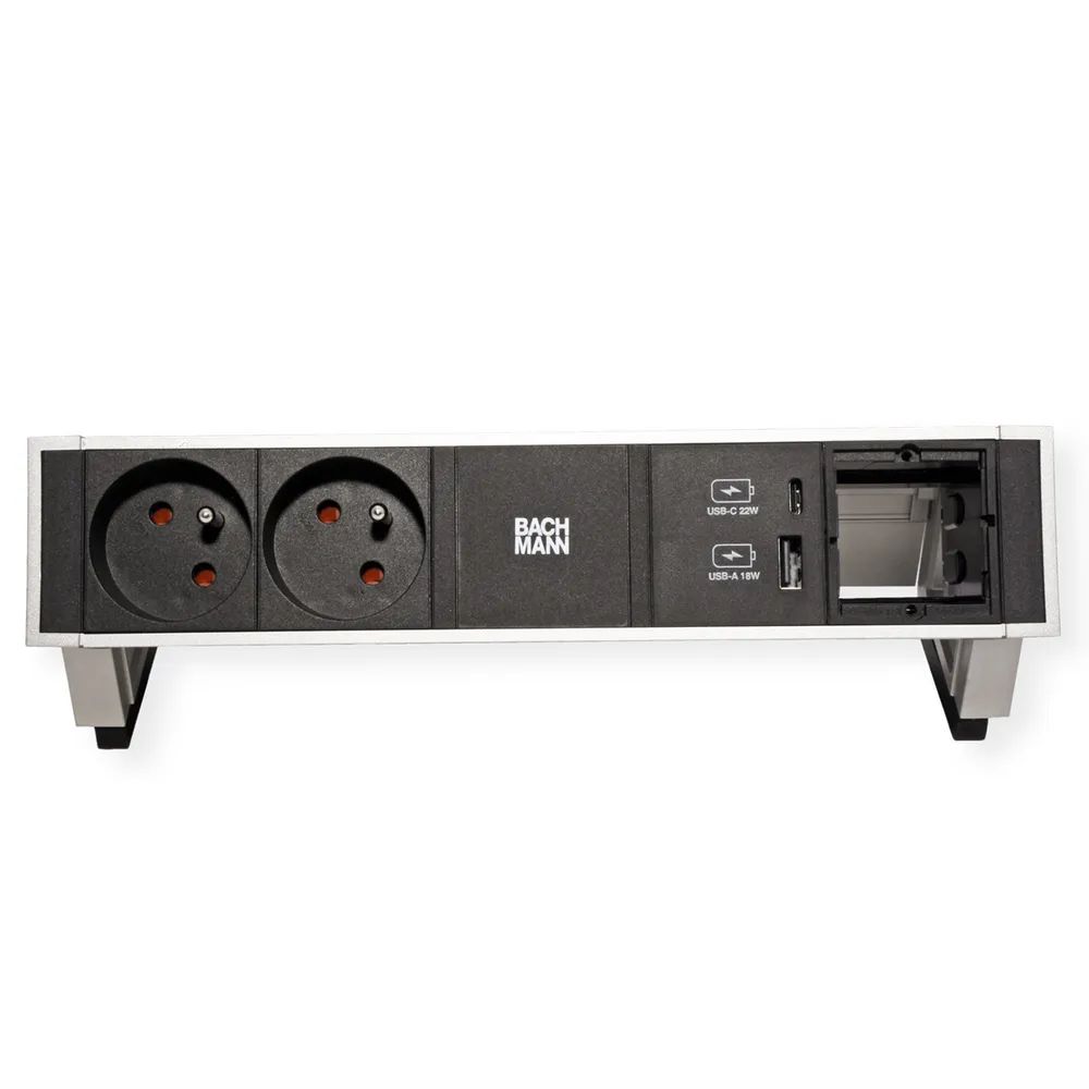 BACHMANN DESK2 2xUTE 1xUSB A&C 22W 1xCM 0,2m GST18 INOX