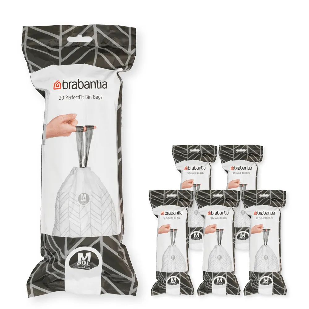 Brabantia PerfectFit Müllbeutel M, 60L, 120 St. - White