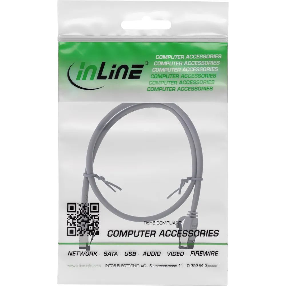 InLine Patchkabel slim - U/FTP - Cat.8.1 - TPE halogenfrei - grau - 1,5m