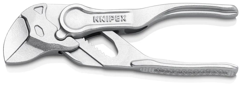 KNIPEX Zangenschlüssel XS Zange und Schraubenschlüssel in einem Werkzeug aufgeprägte, raue Oberfläche verchromt 100 mm