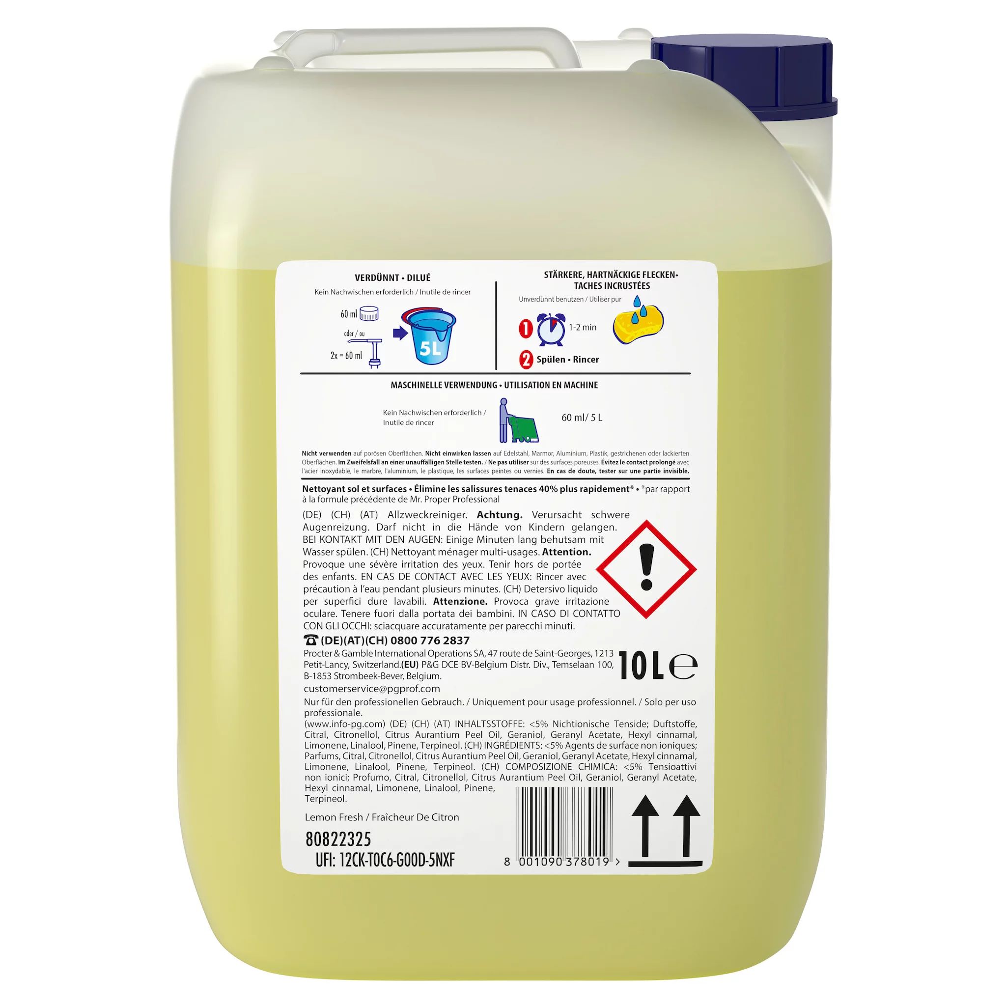 Mr. Proper Professional Allzweckreiniger, Lemon, entfernt Schmutz 40% schneller