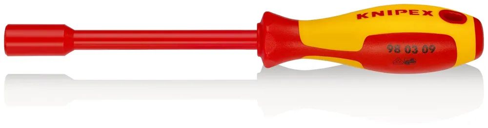 KNIPEX Steckschlüssel mit Schraubendreher-Griff isoliert mit Mehrkomponenten-Hüllen, VDE-geprüft brüniert 237 mm