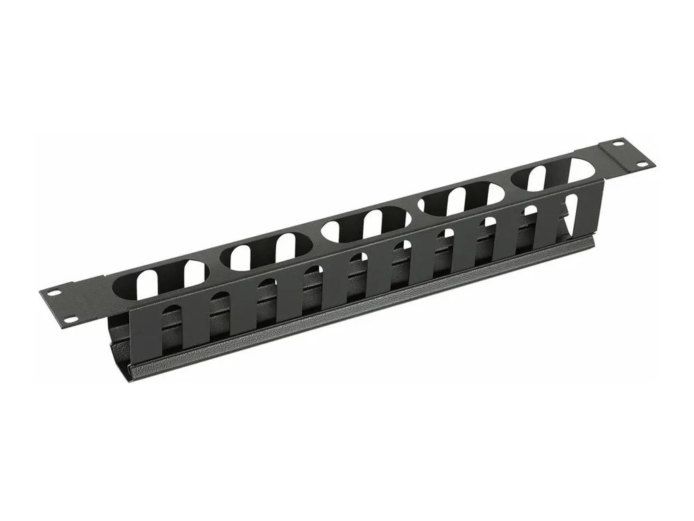 Lanview by Logon - Rack-Kabelorganizer - sliding cover - Schwarz, RAL 9005 - 1U - 48.3 cm (19")
