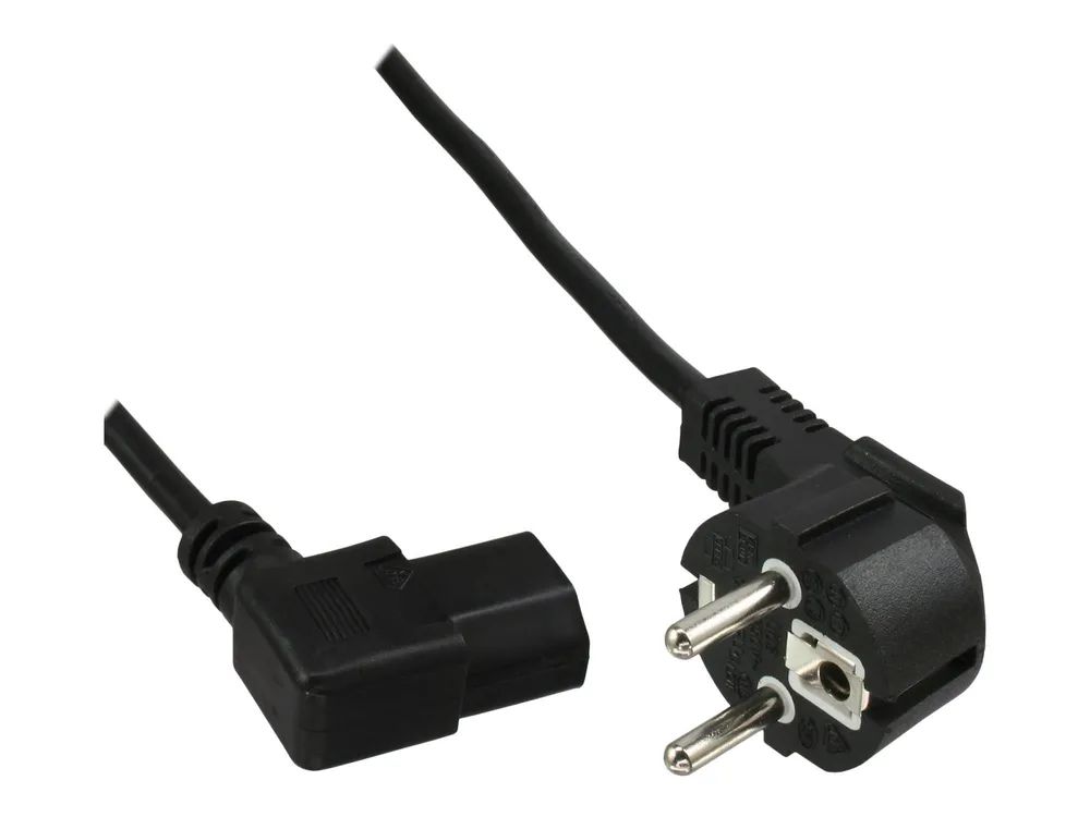 InLine 35er B-Pack Netzkabel - Schutzk. gew. / C13 links abgew. - schwarz - 1,8m