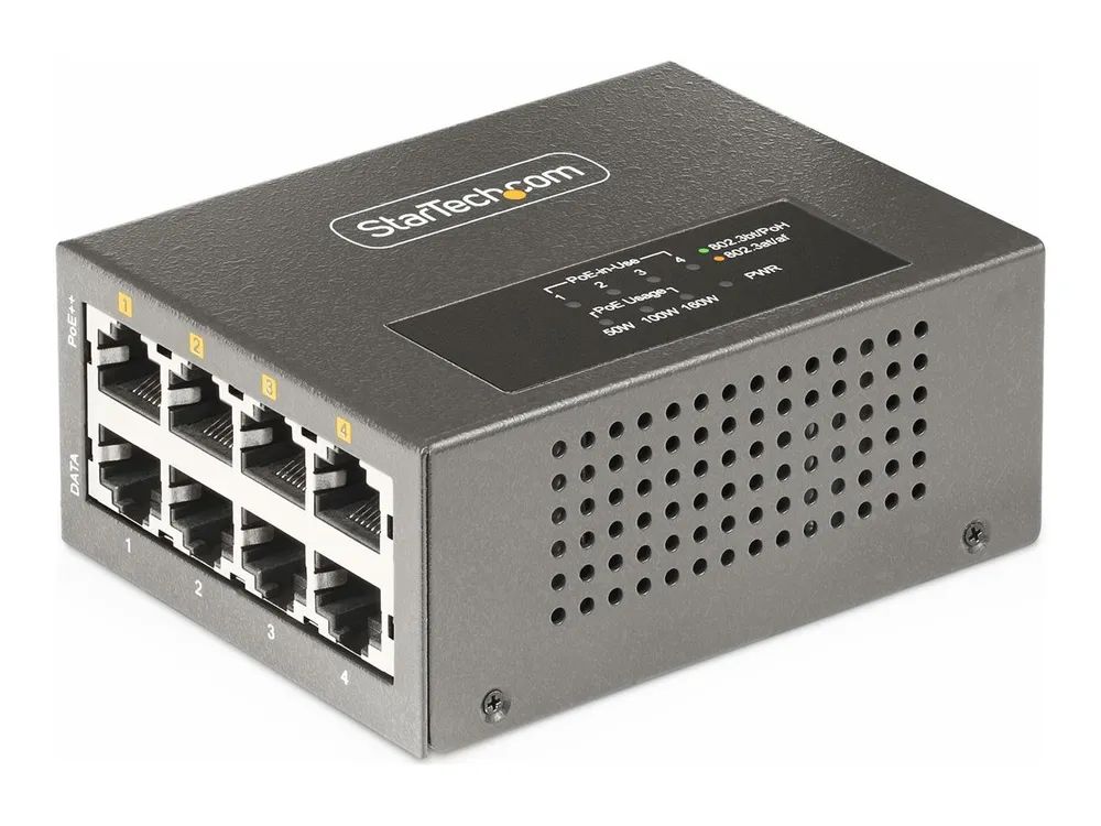 StarTech.com 4-Port Multi-Gigabit PoE++ Injector, 5/2.5G Ethernet (NBASE-T)