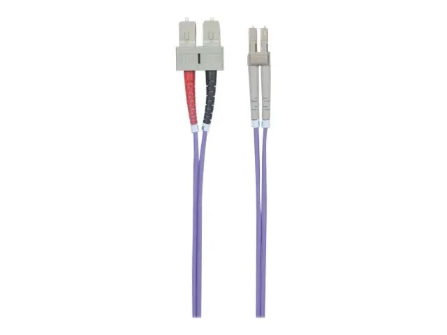 Intellinet Fiber Optic Patch Cable, OM4, LC/SC, 5m, Violet, Duplex, Multimode, 50/125 µm, LSZH, Fibre, Lifetime Warranty, Polybag - Patch-Kabel - SC multi-mode (M)