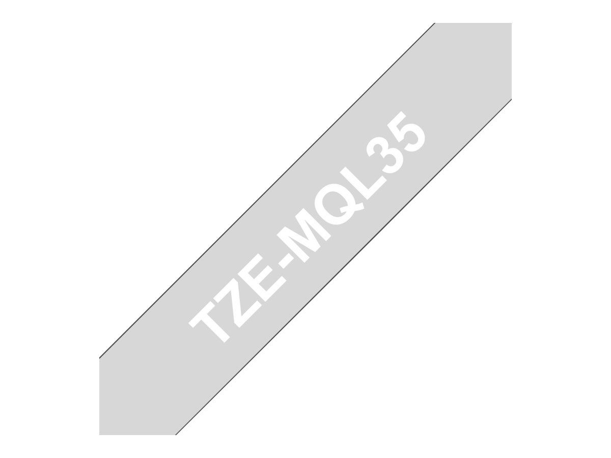 Brother TZe-MQL35 - Matt - Weiß auf Hellgrau - Rolle (1,2 cm x 5 m)