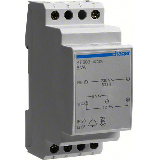 Hager KLINGELTRAFO 8V/1A-12V/0,67A / HAGER ST 303 ST303